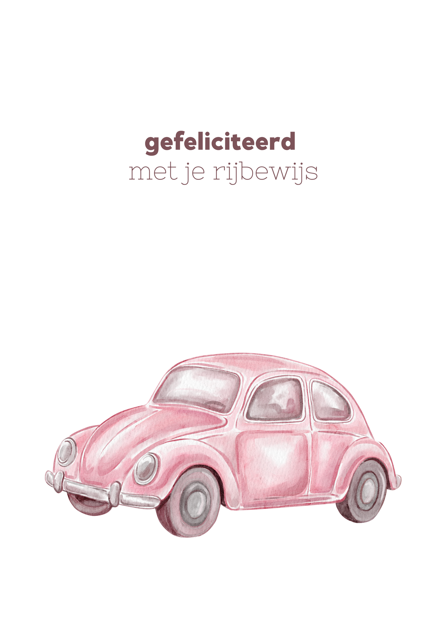 Rijbewijs - roze auto