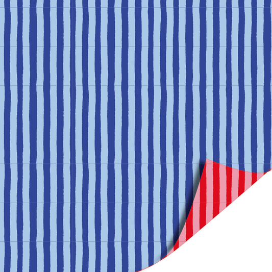 Cadeaupapier Soft Stripe (blue/red) - 70 cm