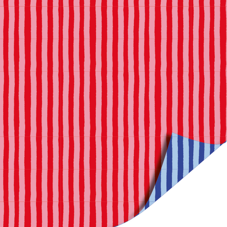 Cadeaupapier Soft Stripe (blue/red) - 70 cm